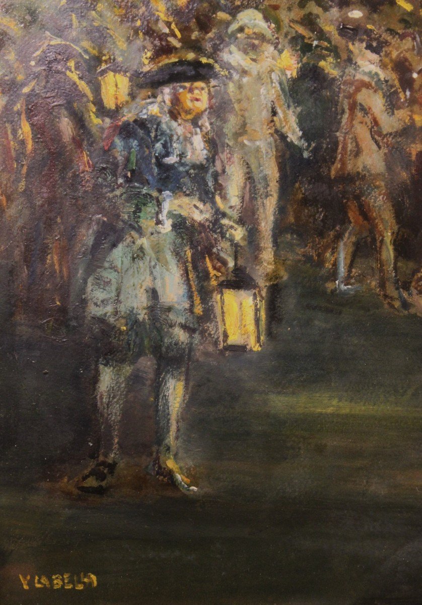 Vincenzo La Bella (Napoli 1872 - 1954) | Carnevale a Venezia - dipinto a olio-photo-2