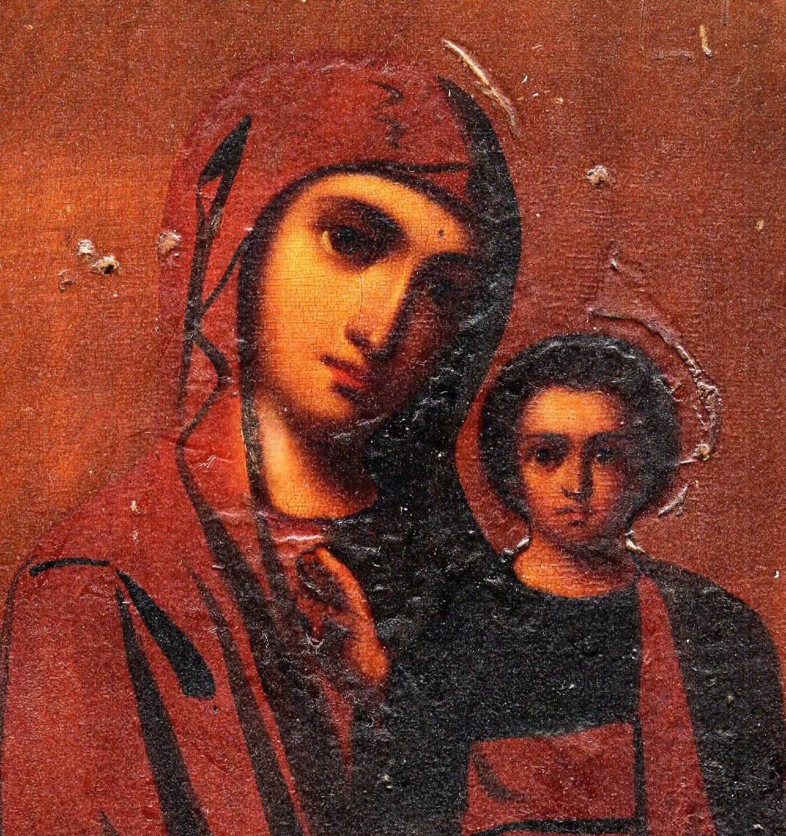 ICONA RUSSA ANTICA DEL XIX SEC. | MADONNA DI KAZAN MADRE DI DIO-photo-3