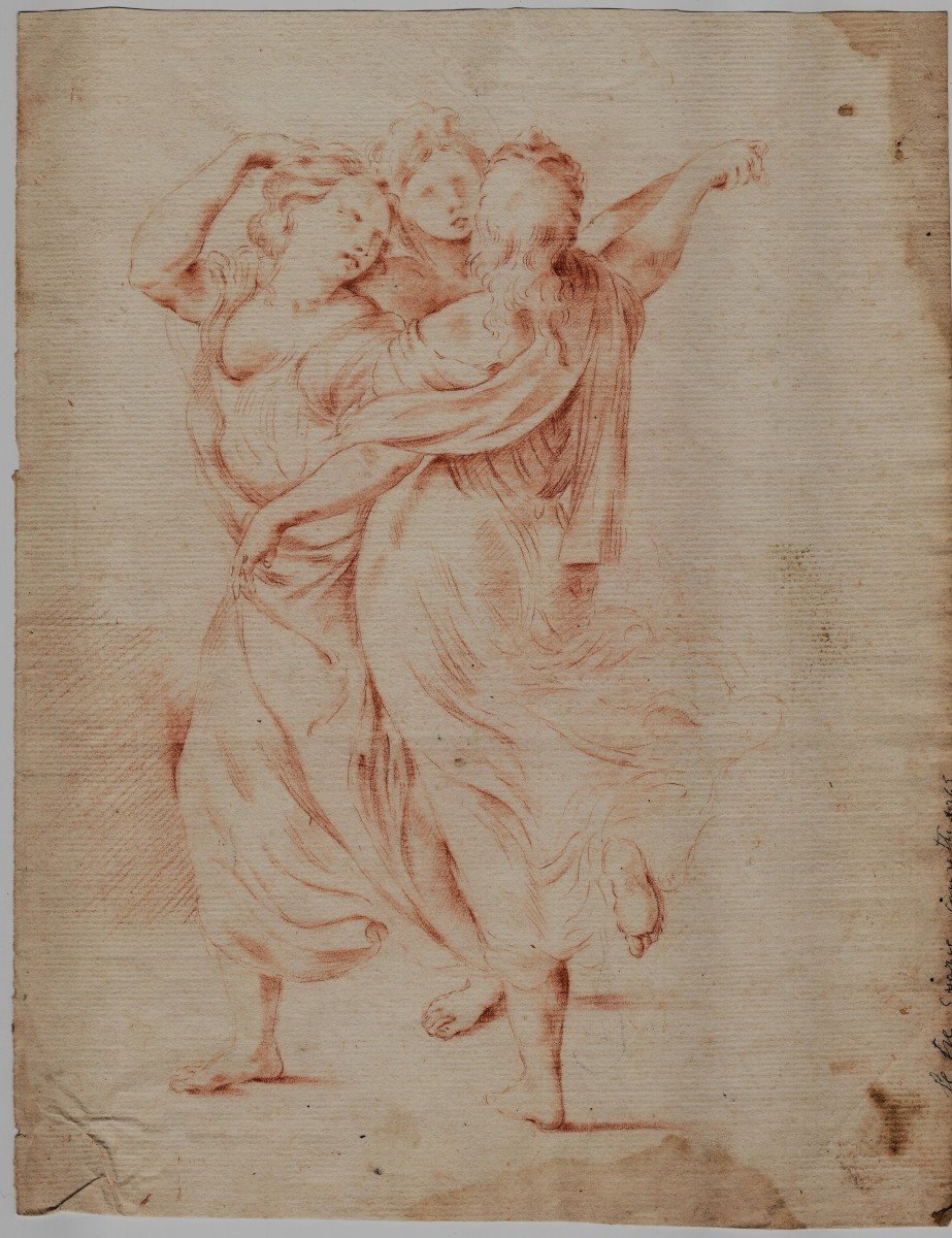 Tre Grazie | Disegno a sanguigna - Antonio Consetti (Modena, 1686 - Modena, 1766) Attribuito   