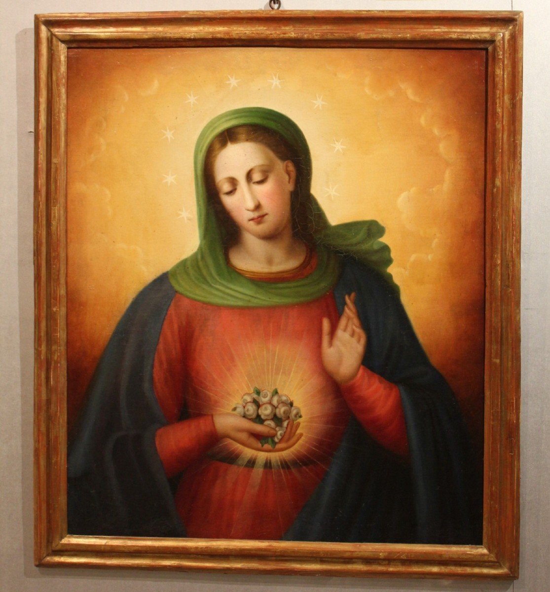 Anonimo XVIIIsec. | “Madonna delle roselline" olio su tela -photo-2