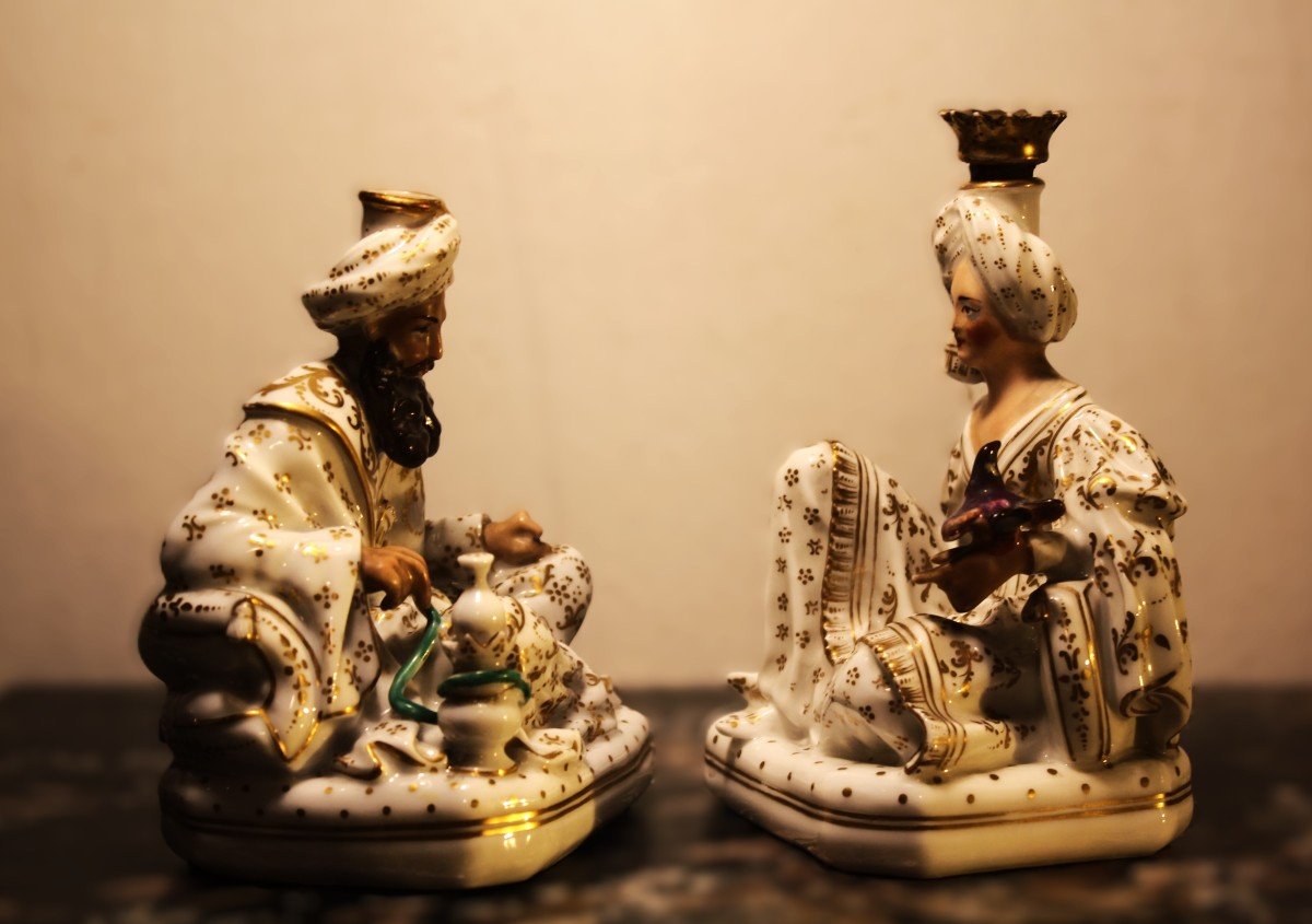  Jacob Petit - Vieux Paris XIXsec. coppia di figure in porcellana "Sultano e Sultana" -photo-3