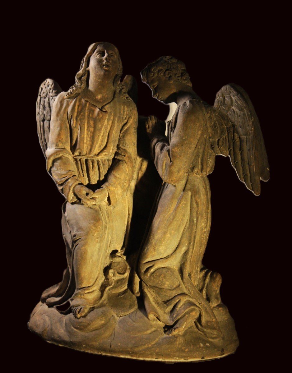 Giuseppe Sandri 1850 ca. Angeli in preghiera, terracotta modellata a tutto tondo