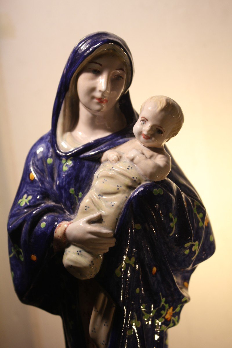 Manifattura Minghetti | Madonna con Bambino maiolica decorata-photo-4