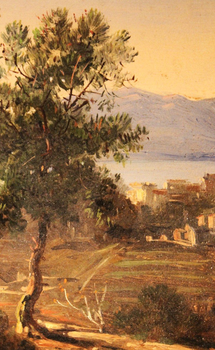 "Vista su Cannes" firmato J.D olio su cartone-photo-4