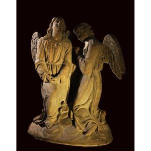 Giuseppe Sandri 1850 ca. Angeli in preghiera, terracotta modellata a tutto tondo