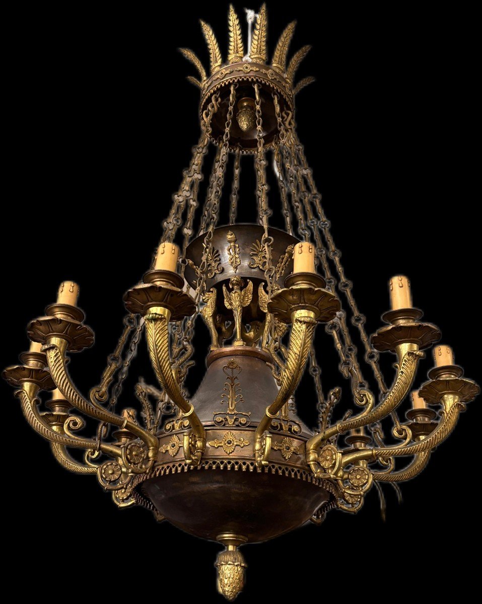 Grande Lampadario in Bronzo Stile Impero, Napoleone III