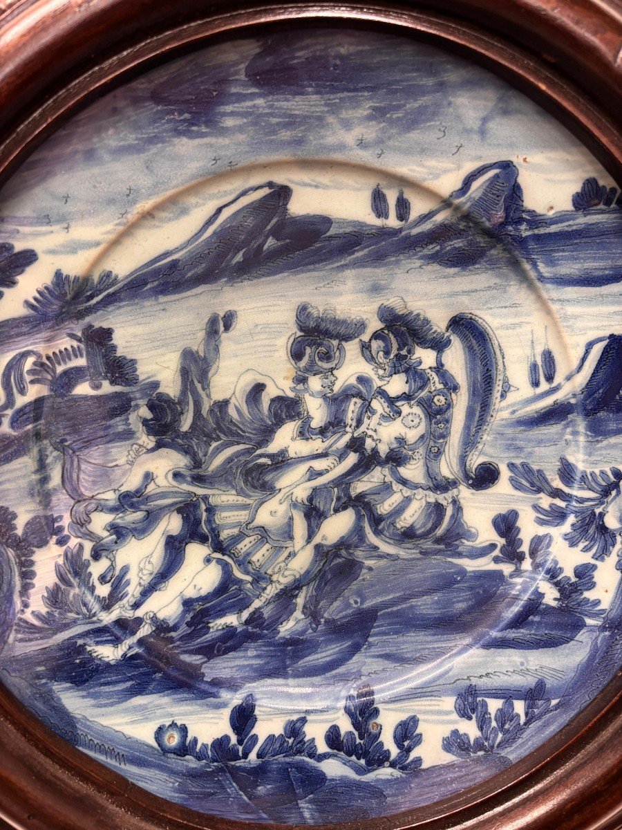 Antico Piatto In Maiolica Con Scena Mitologica-photo-3