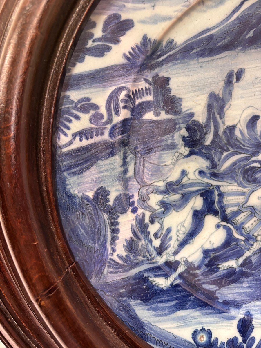 Antico Piatto In Maiolica Con Scena Mitologica-photo-4