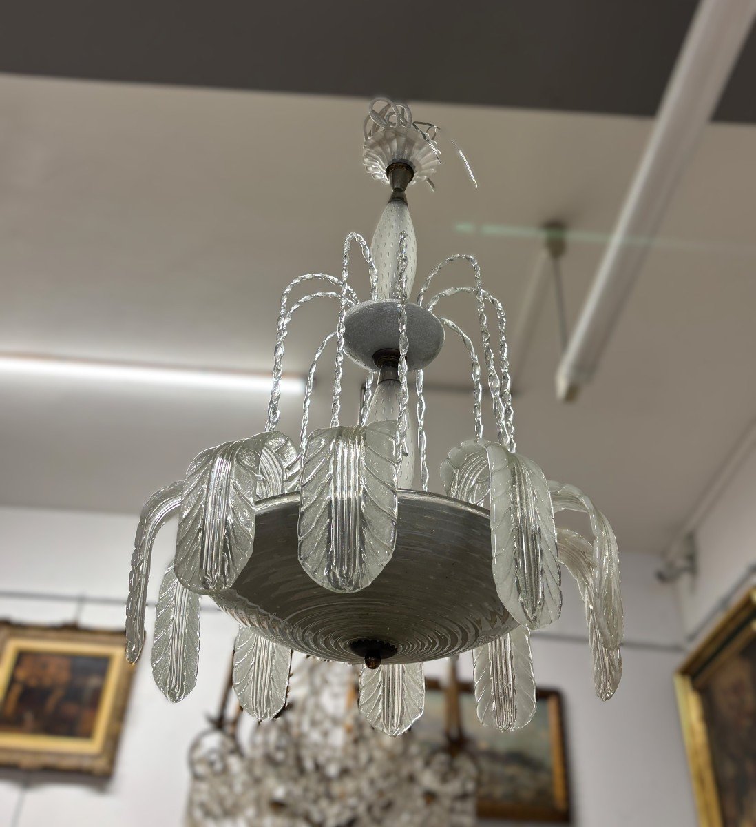 Lampadario Barovier e Toso in vetro di Murano e ottone, 1930, Italia-photo-2