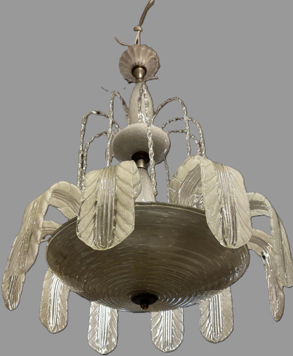 Lampadario Barovier e Toso in vetro di Murano e ottone, 1930, Italia-photo-4