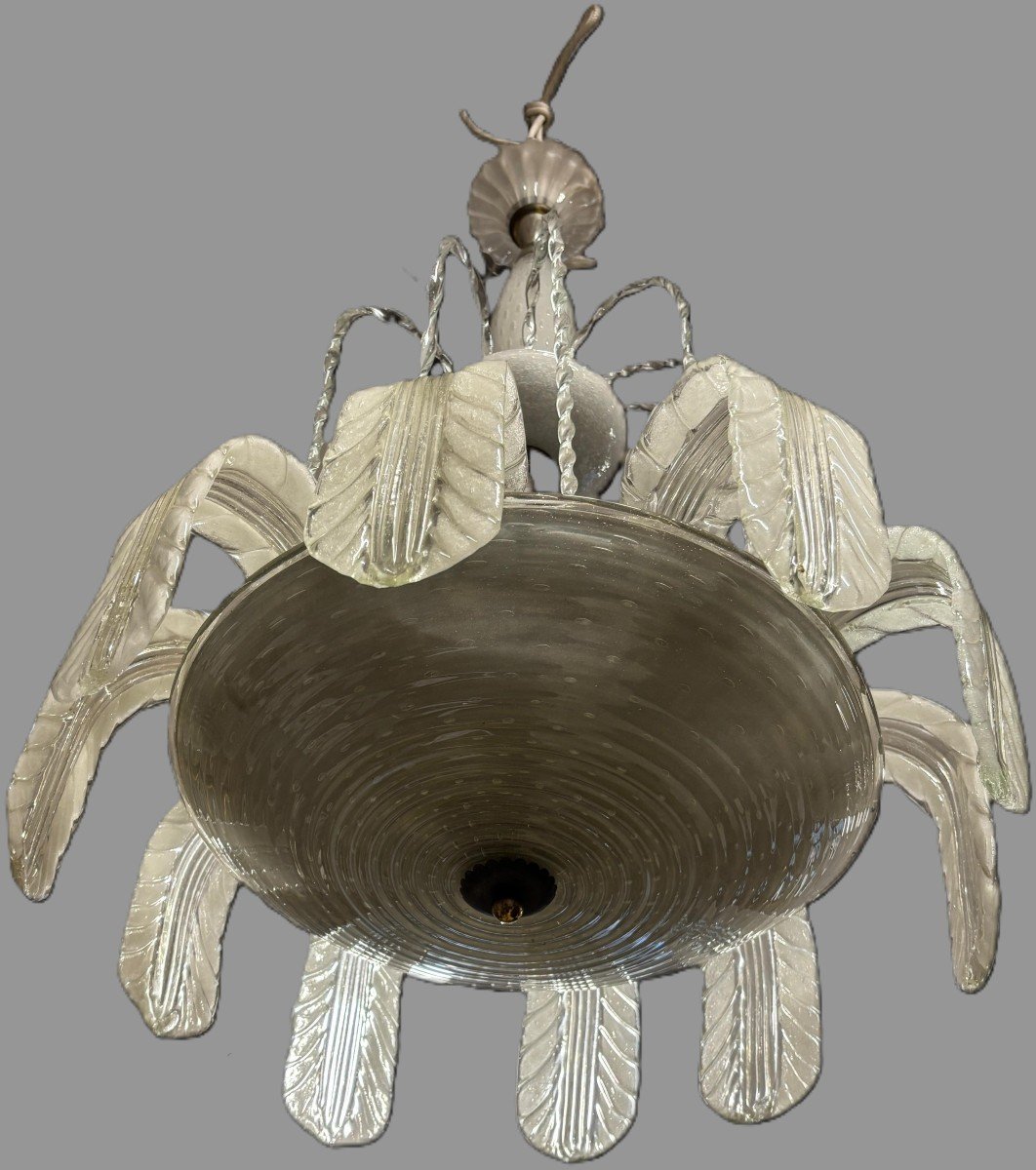 Lampadario Barovier e Toso in vetro di Murano e ottone, 1930, Italia-photo-1