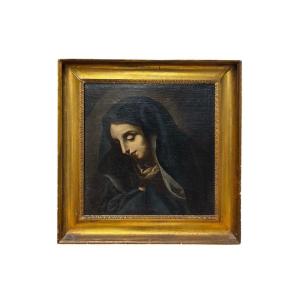 Olio su tela la Madonna addolorata 