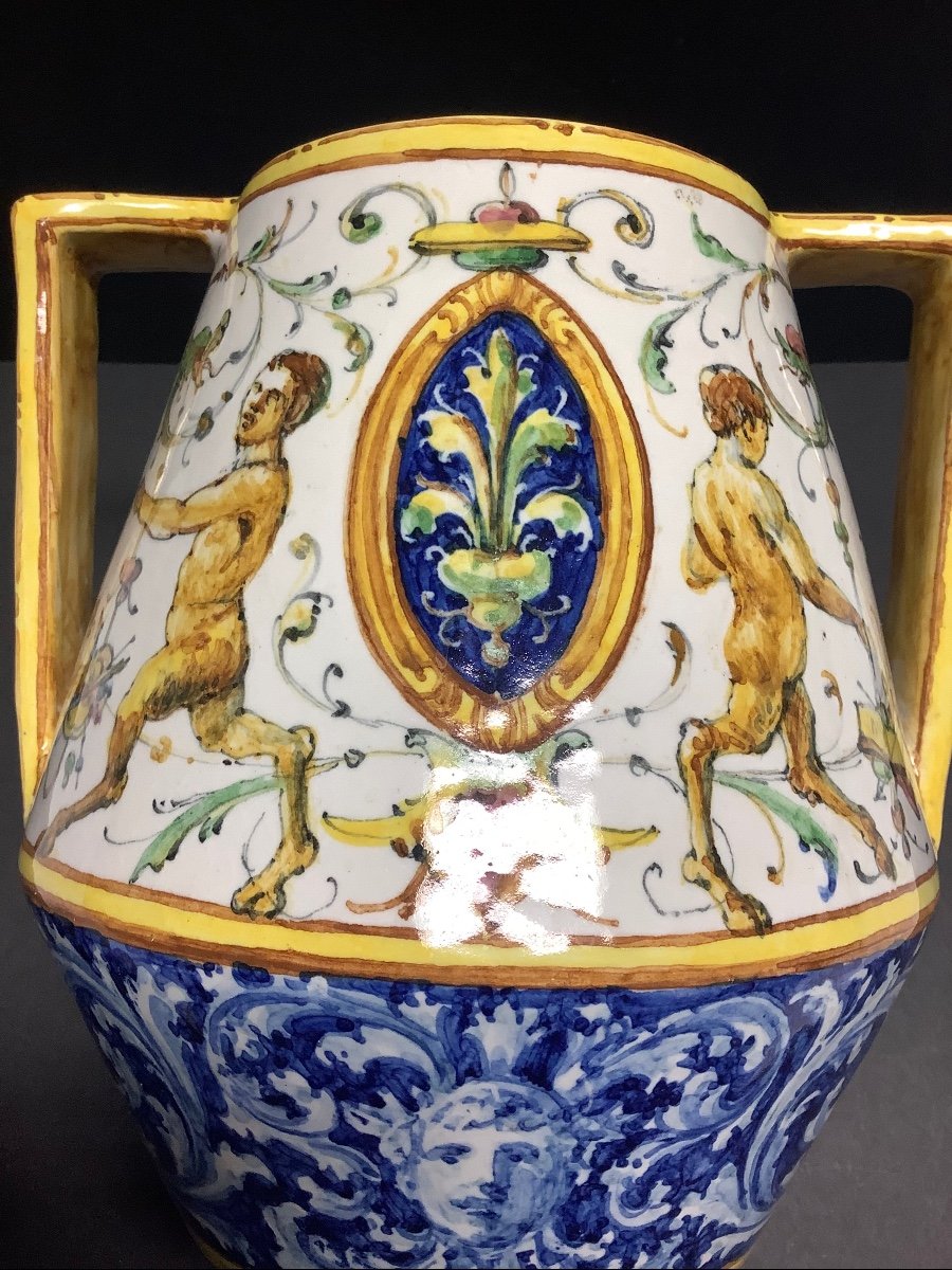 Vaso in maiolica dipinto artista bolognese meta’ 800-photo-3