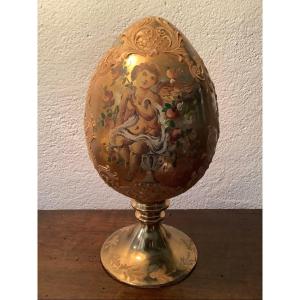 Uovo in vetro dorato Murano Ep XX secolo