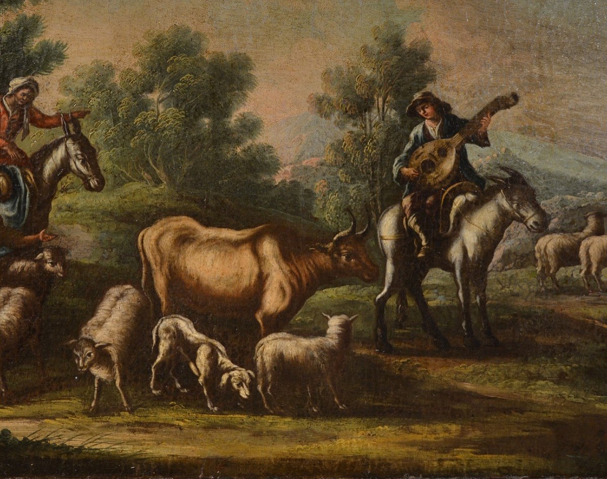 Pittore piemontese del XVIII secolo, Scena di caccia/Scena bucolica pastorale-photo-4