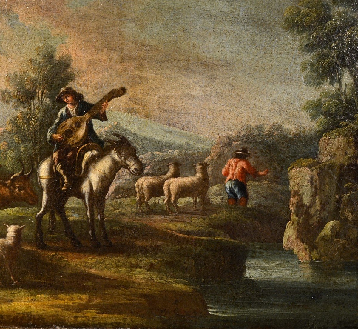 Pittore piemontese del XVIII secolo, Scena di caccia/Scena bucolica pastorale-photo-5