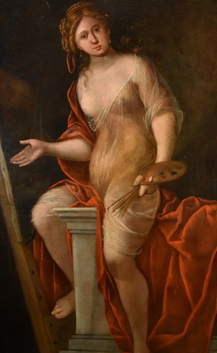 Mattheus Terwesten (L'Aia, 1670 - 1757) Ritratto di fanciulla come allegoria della pittura-photo-2