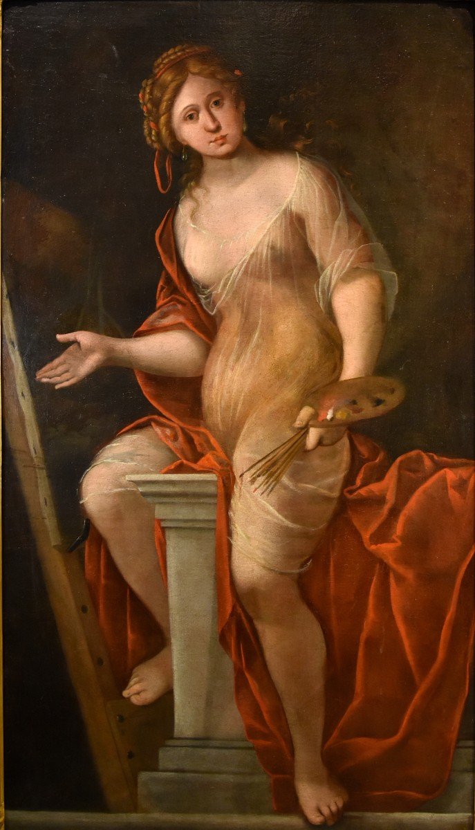 Mattheus Terwesten (L'Aia, 1670 - 1757) Ritratto di fanciulla come allegoria della pittura-photo-1