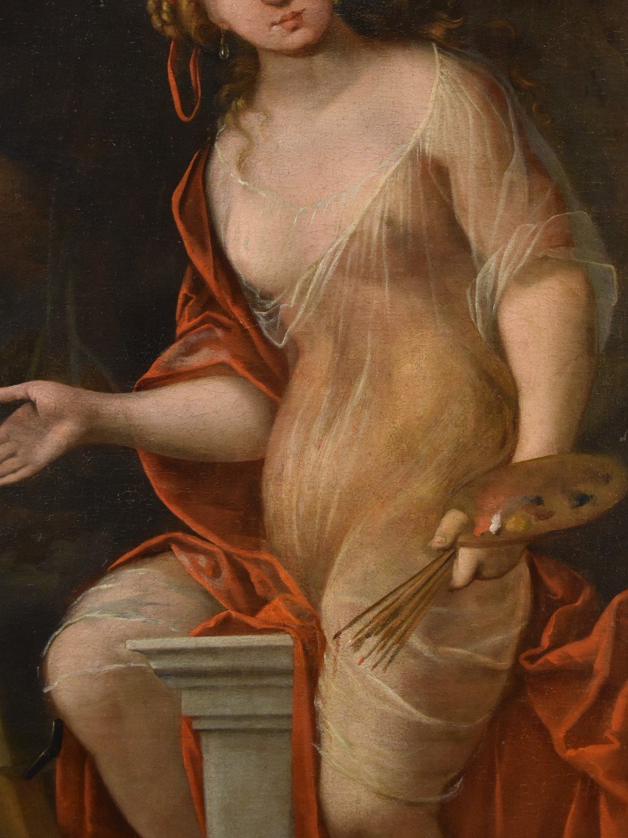 Mattheus Terwesten (L'Aia, 1670 - 1757) Ritratto di fanciulla come allegoria della pittura-photo-4