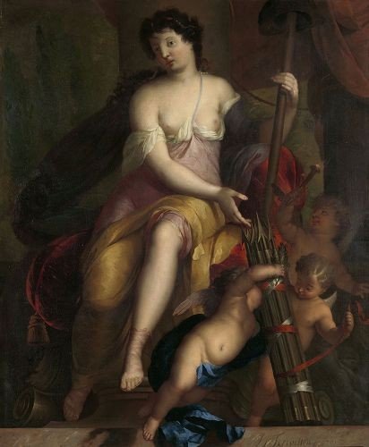 Mattheus Terwesten (L'Aia, 1670 - 1757) Ritratto di fanciulla come allegoria della pittura-photo-7