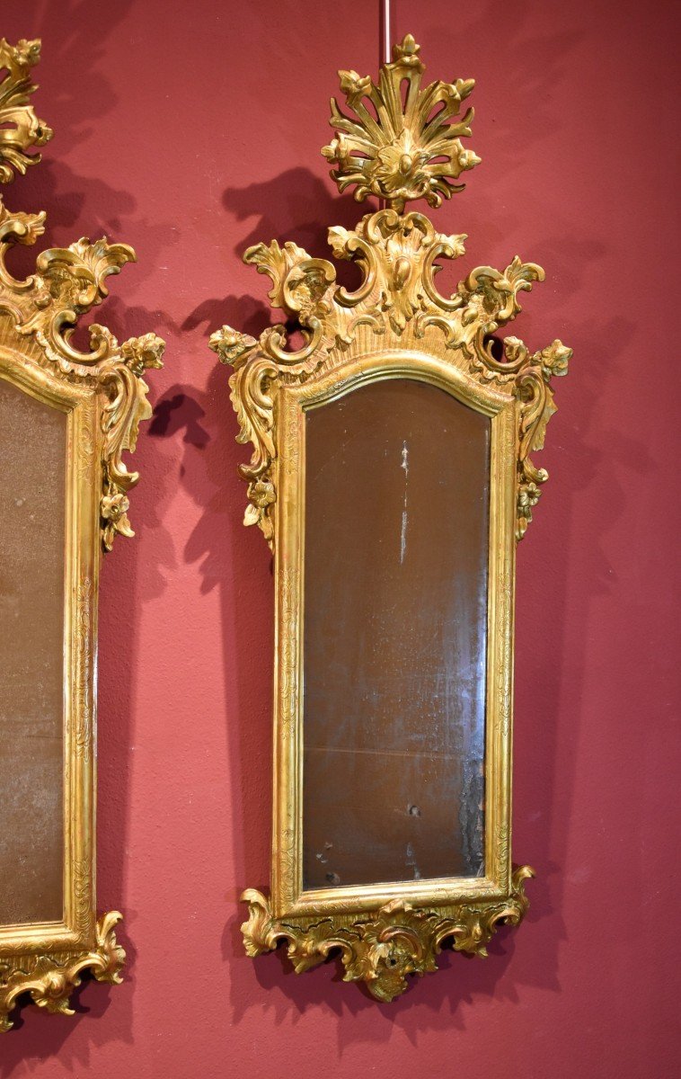 Coppia di grandi specchiere, Venezia Settecento (h.130 cm.)-photo-3