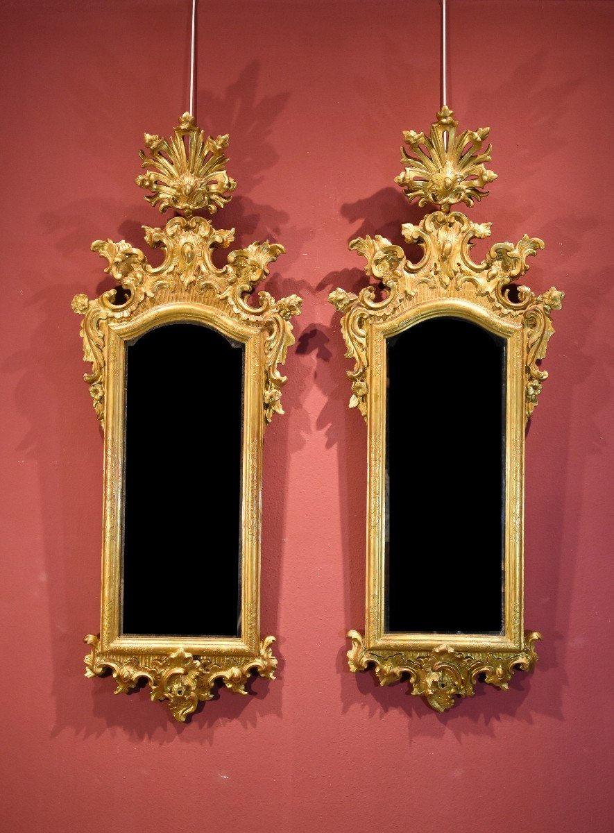 Coppia di grandi specchiere, Venezia Settecento (h.130 cm.)-photo-1