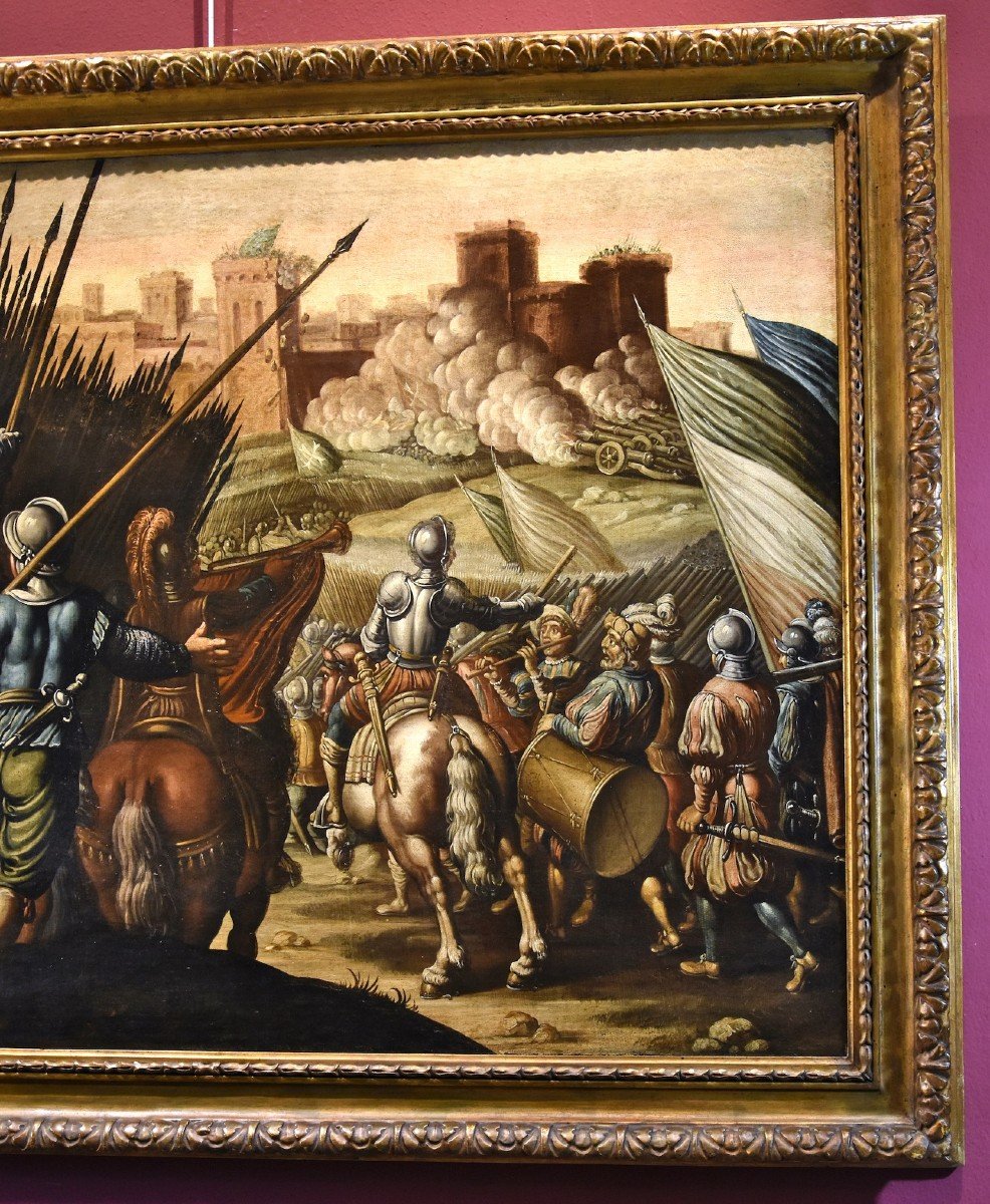 Antonio Tempesta (Firenze 1555 - Roma 1630), Scena di battaglia con castello sullo sfondo-photo-4