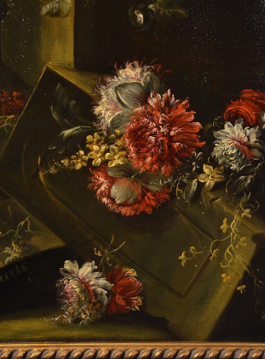 Pieter Casteels III -firmato- (Anversa 1684 – 1749 Richmond), Natura morta floreale-photo-4