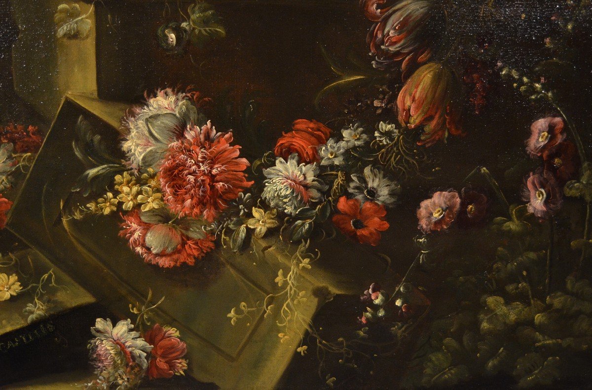 Pieter Casteels III -firmato- (Anversa 1684 – 1749 Richmond), Natura morta floreale-photo-2