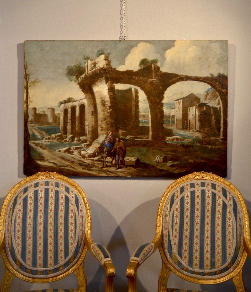 Paesaggio con rovine e scena biblica, Antonio Travi, detto il Sestri (Sestri Ponente 1608 - Gen-photo-2