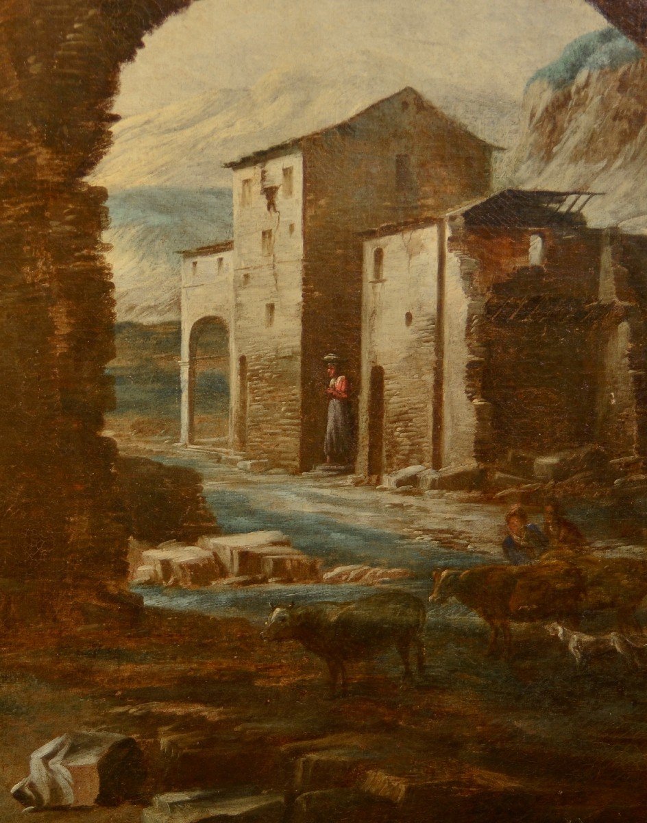 Paesaggio con rovine e scena biblica, Antonio Travi, detto il Sestri (Sestri Ponente 1608 - Gen-photo-4