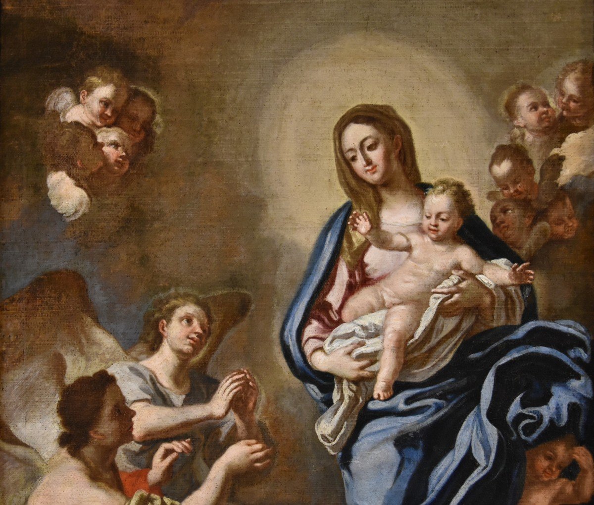 Madonna in gloria con bambino circondata due angeli, Pietro Bardellino (Napoli, 1731 – 1806)-photo-2
