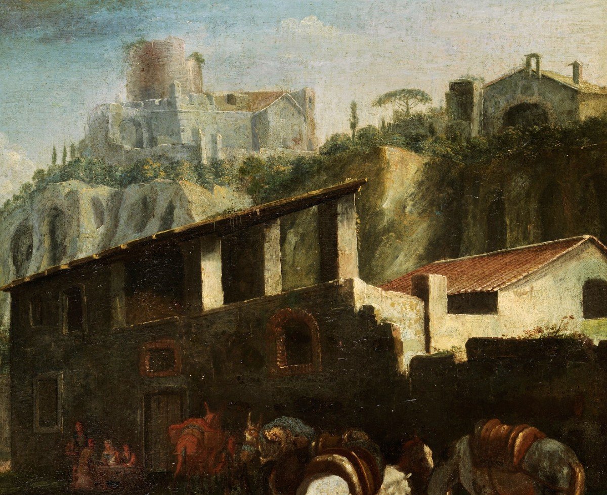 Pieter van Bloemen (Anversa 1674-1720) , Veduta di Roma presso il Palatino-photo-3