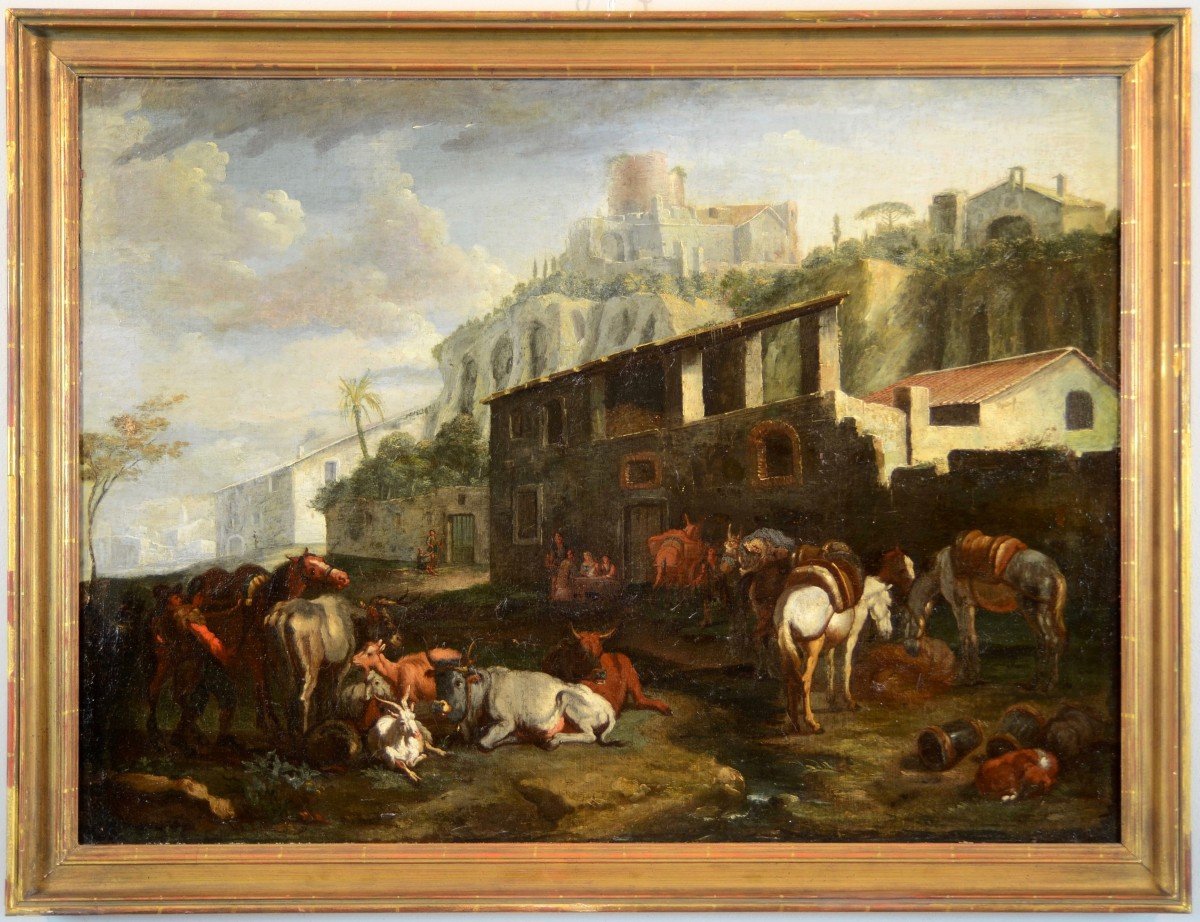 Pieter van Bloemen (Anversa 1674-1720) , Veduta di Roma presso il Palatino