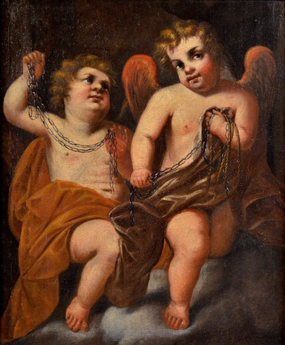 Coppia di putti alati, Giovanni Battista Merano (Genova, 1632 - Piacenza, 1698)