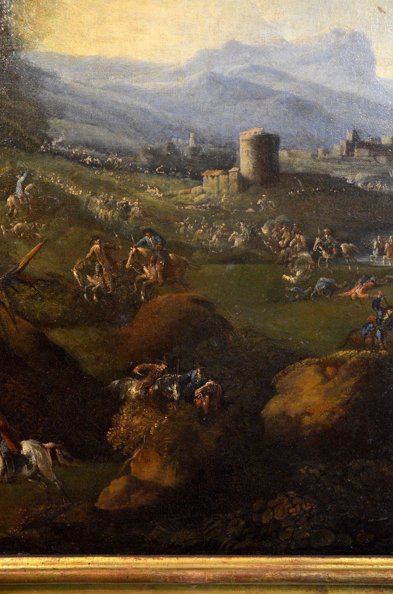 Pandolfo Reschi (1643 - 1699 ), Paesaggio costiero con città fortificata, torrione, e scena di -photo-3