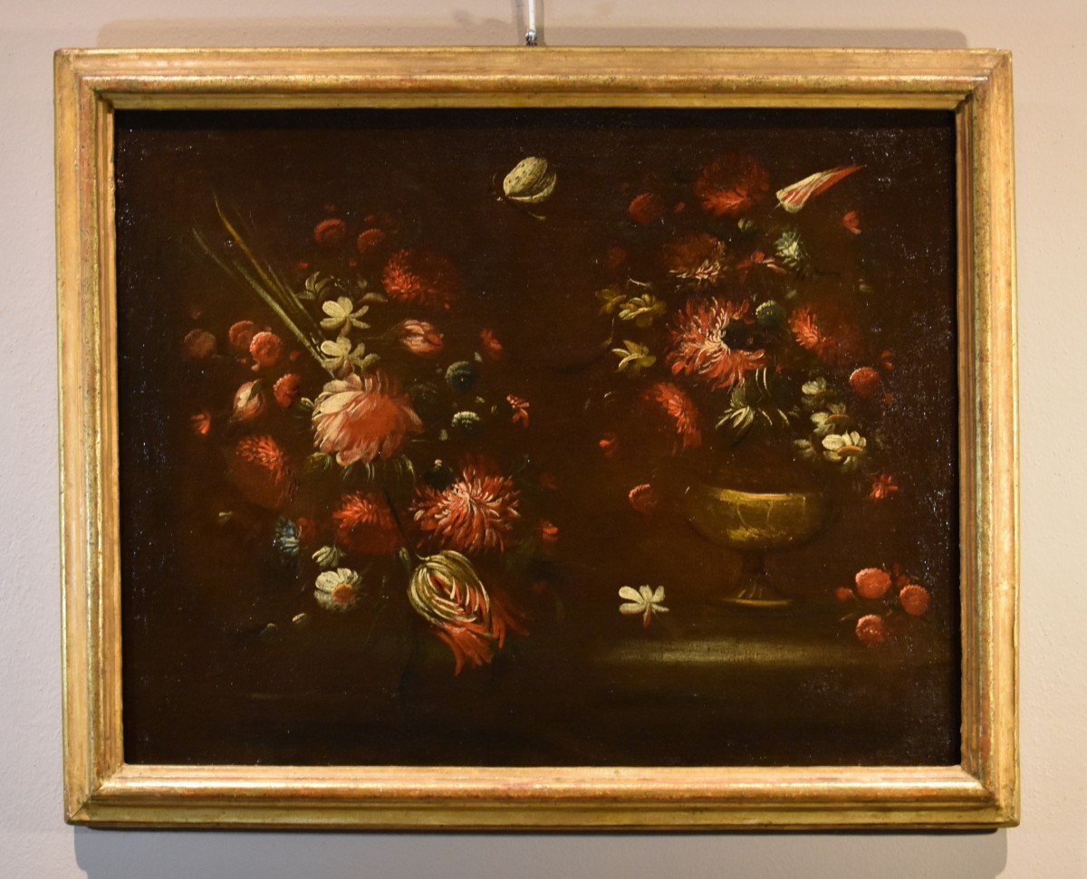 Margherita Caffi (Cremona 1647 – Milano 1710) cerchia, Coppia di nature morte di fiori-photo-2