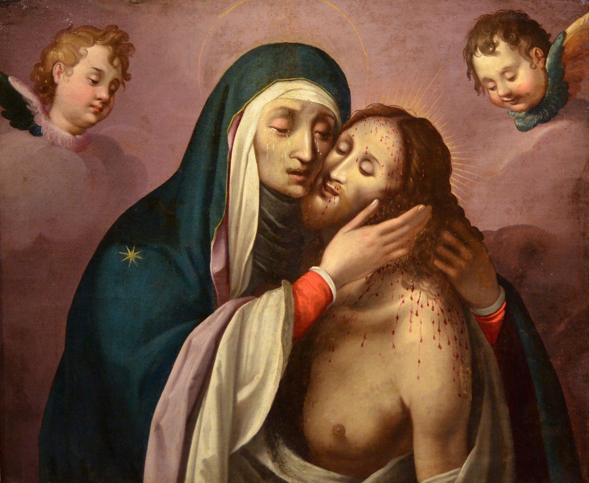 La Pietà con due cherubini,  Scipione Pulzone (Gaeta 1550 - Rome 1598)  entourage de