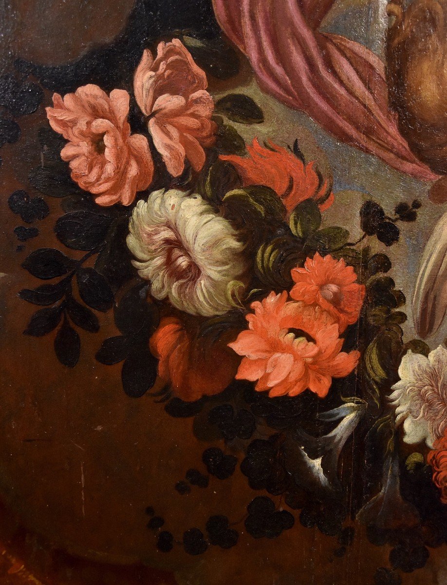 Coppia di angeli con festone floreale, Carlo Maratta (Camerano, 1625 - Roma, 1713) Bottega di -photo-5