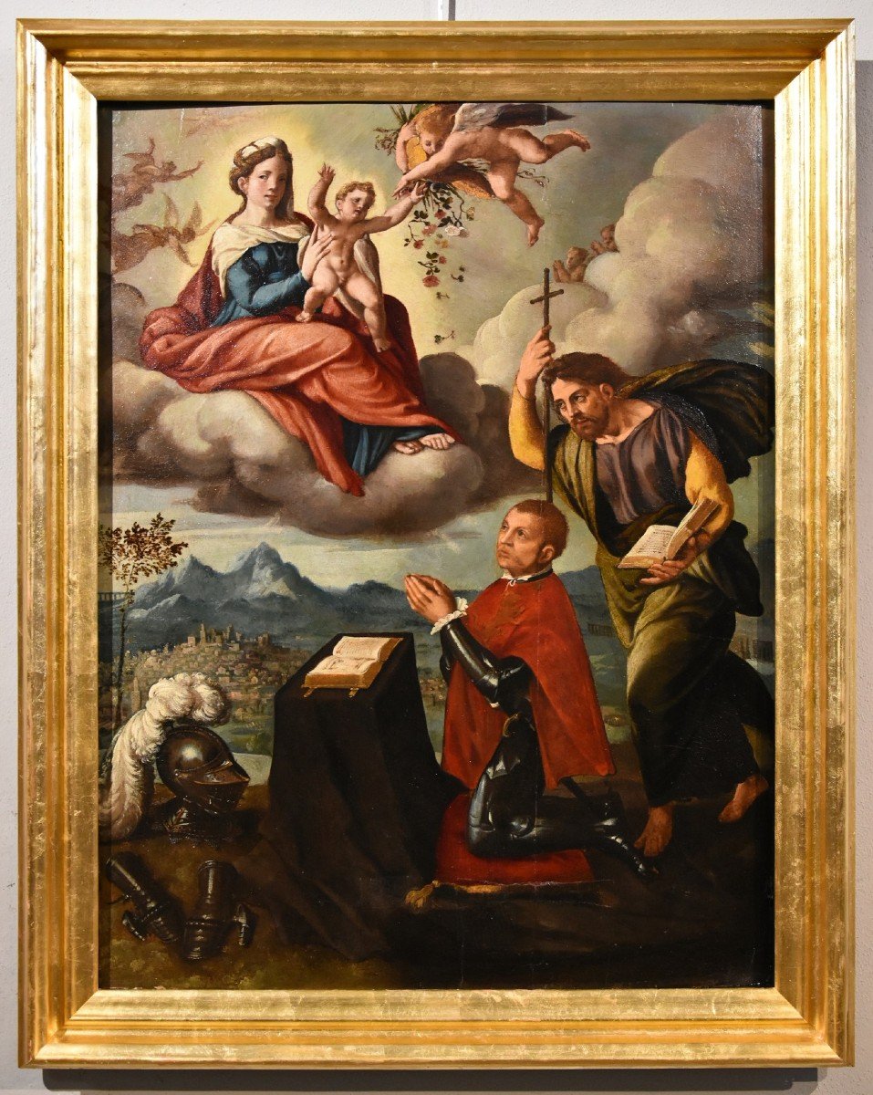 Madonna con Bambino, San Giacomo e il donatore, Ippolito Scarsella (Ferrara, 1550 - 1620) botte-photo-2