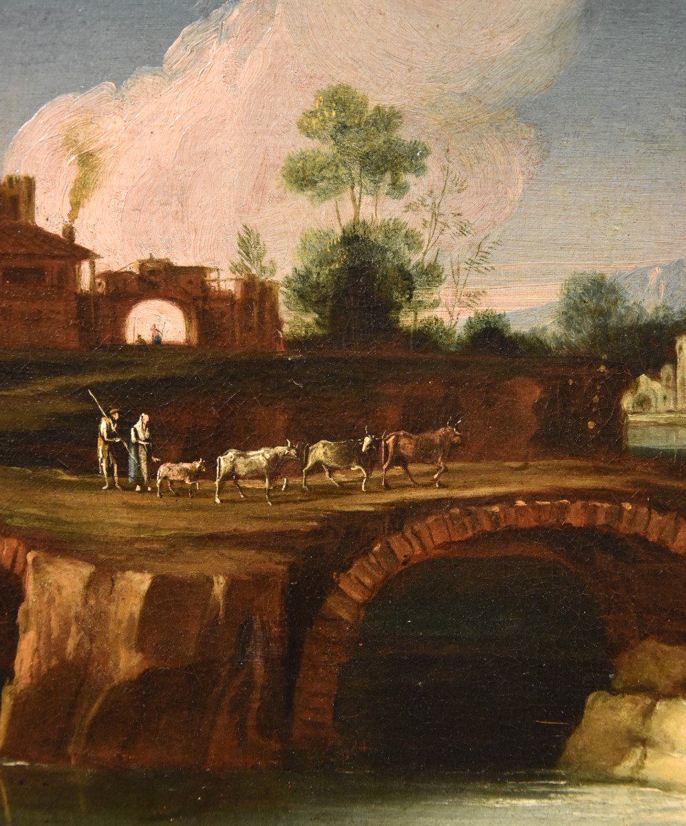  Paolo Anesi (Roma 1697 - 1773), Paesaggio fluviale della campagna laziale-photo-5