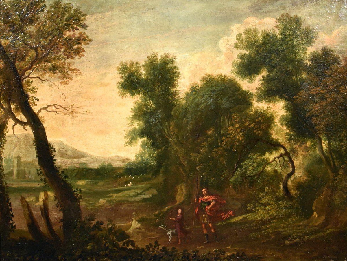 Paesaggio boschivo con l'Arcangelo Raffaele e Tobiolo