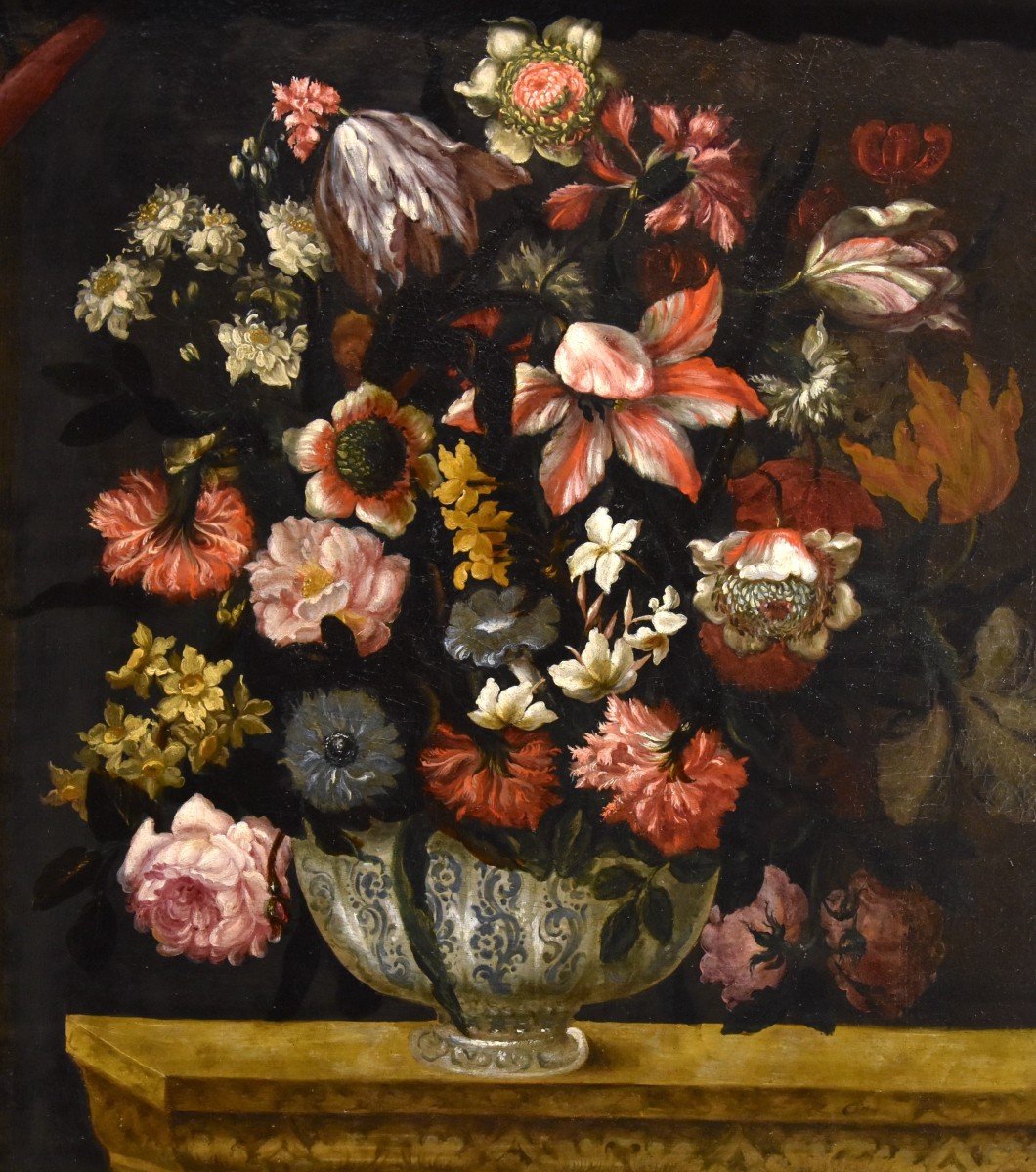 Vaso di fiori con scorcio architettonico e giardini, Antonio Gianlisi II (1677 - 1727)-photo-3