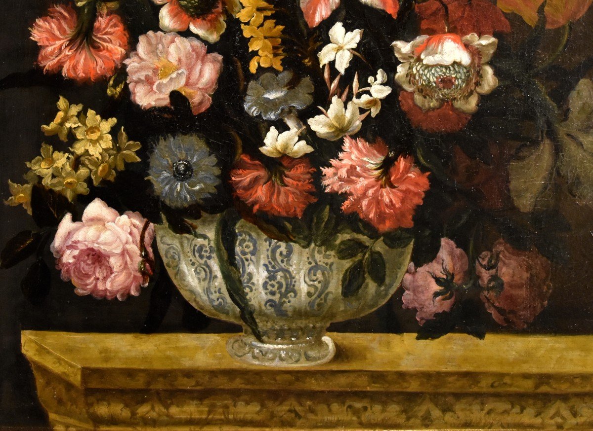 Vaso di fiori con scorcio architettonico e giardini, Antonio Gianlisi II (1677 - 1727)-photo-3