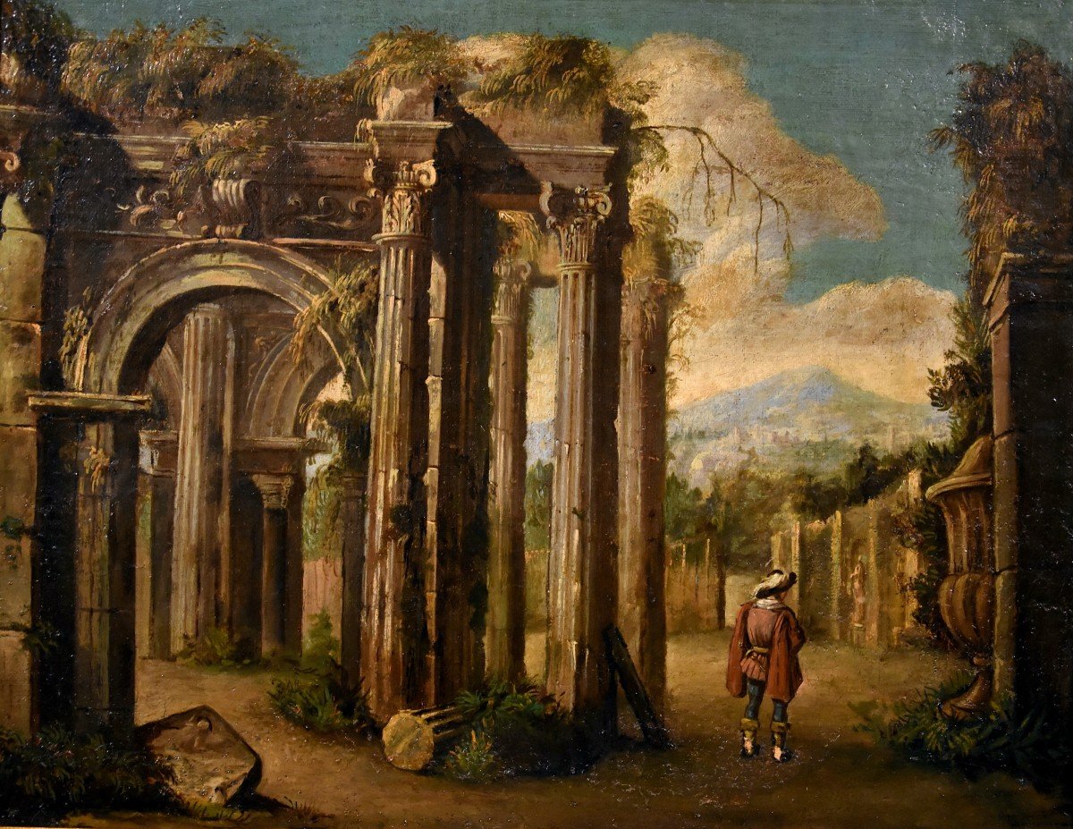 Coppia di capricci con rovine classiche, Niccolò Codazzi (Napoli 1642 - Genova 1693) seguace-photo-3