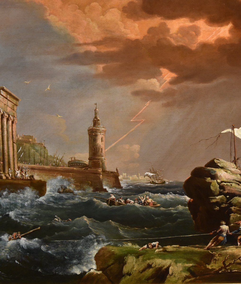 Marina in tempesta con naufragio, Claude Joseph Vernet (Avignone 1714 – Parigi 1789) Seguace-photo-4