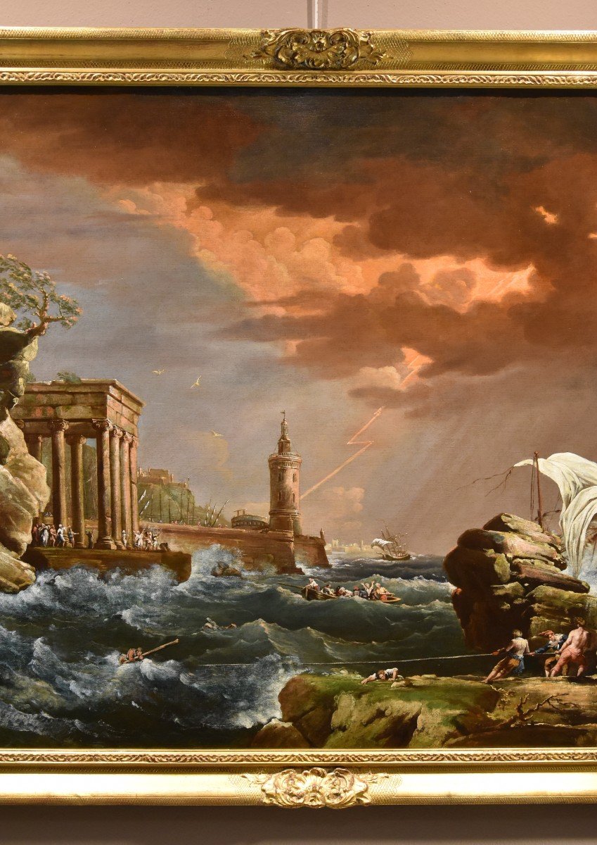 Marina in tempesta con naufragio, Claude Joseph Vernet (Avignone 1714 – Parigi 1789) Seguace-photo-2