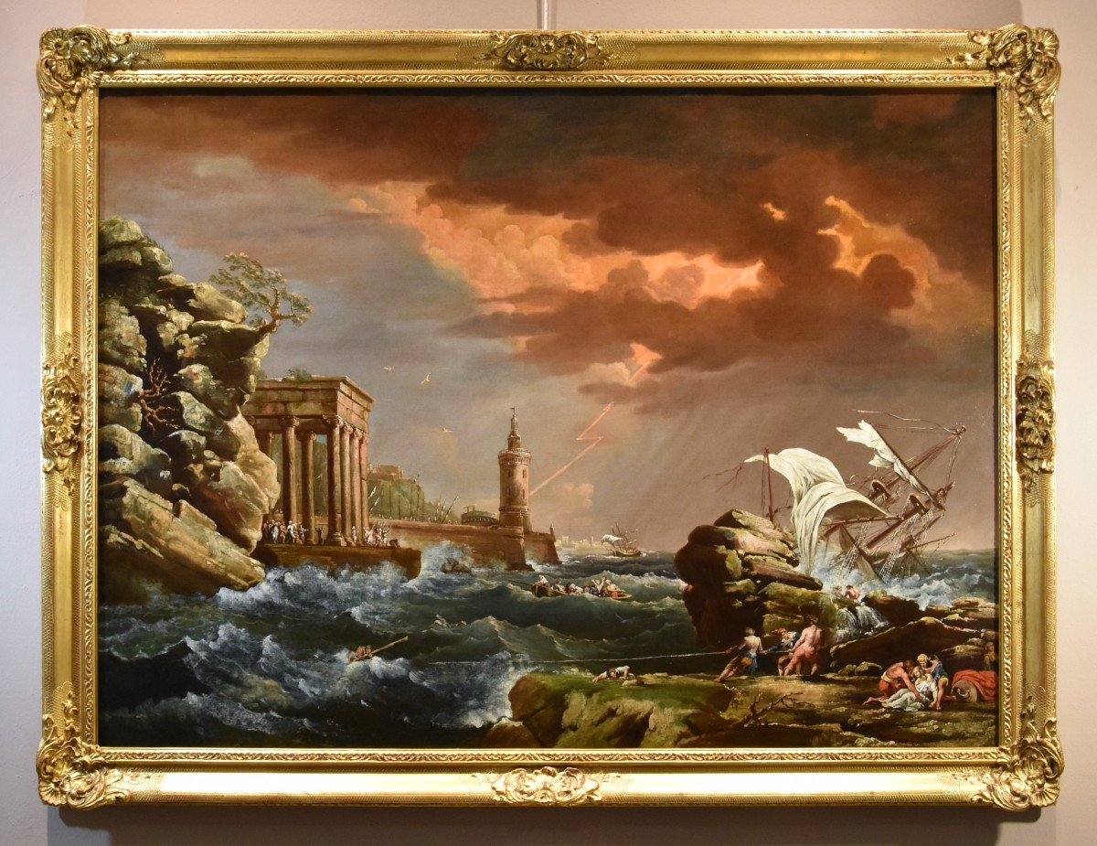 Marina in tempesta con naufragio, Claude Joseph Vernet (Avignone 1714 – Parigi 1789) Seguace