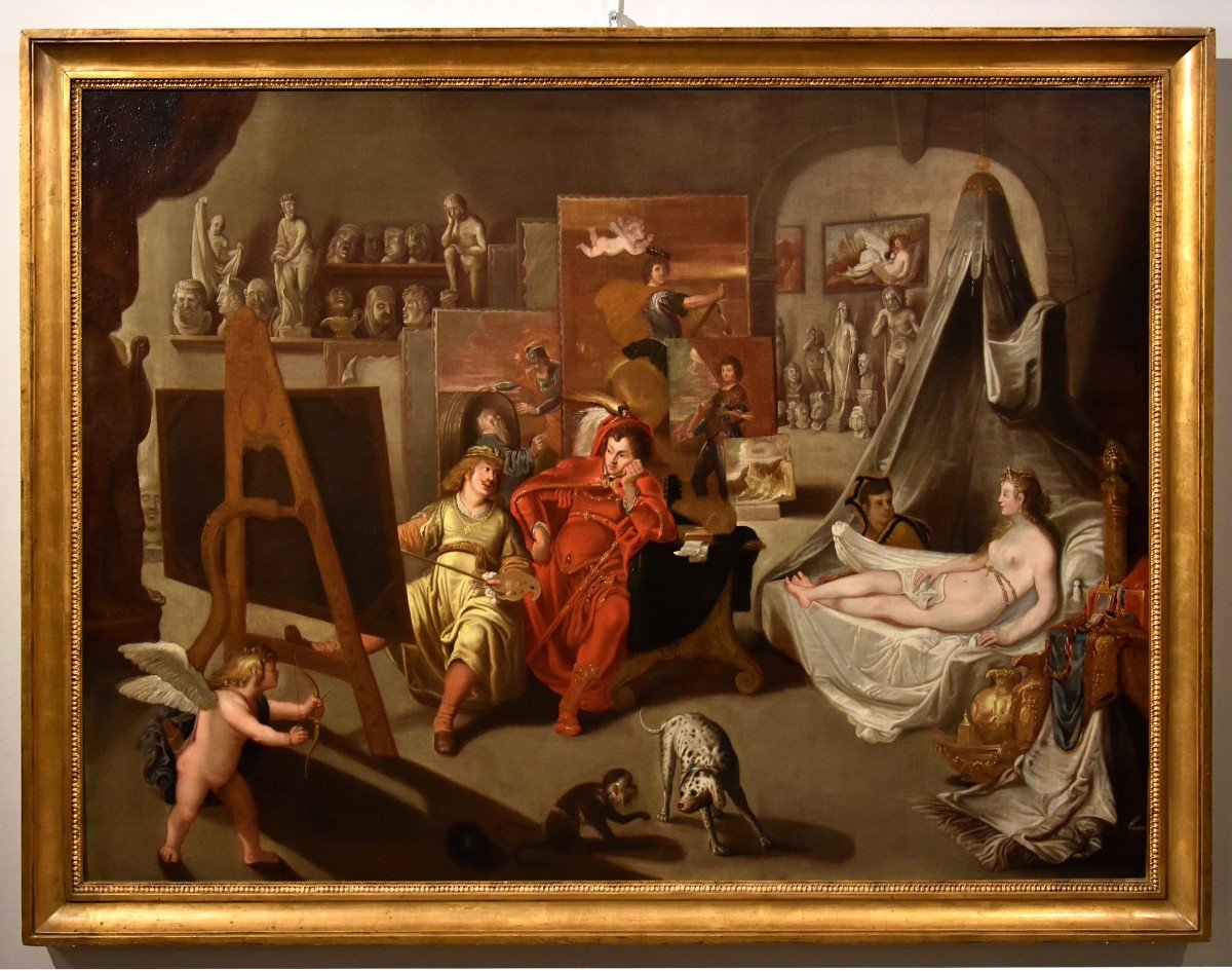 Balthasar Van Den Bossche (1681 - 1715) , Alessandro Magno e Campaspe nello studio del pittore 