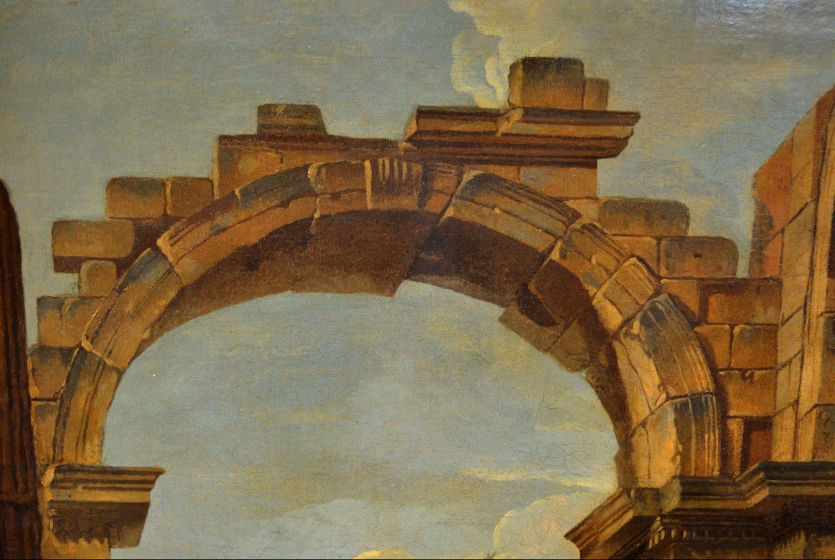 Capriccio con rovine architettoniche e figure, Pierre-Antoine Demachy-photo-5